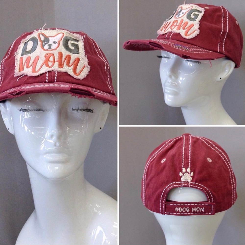 Only 1 Left in Stock! “Dog Mom” Distressed Cap - Picture 3 of 8